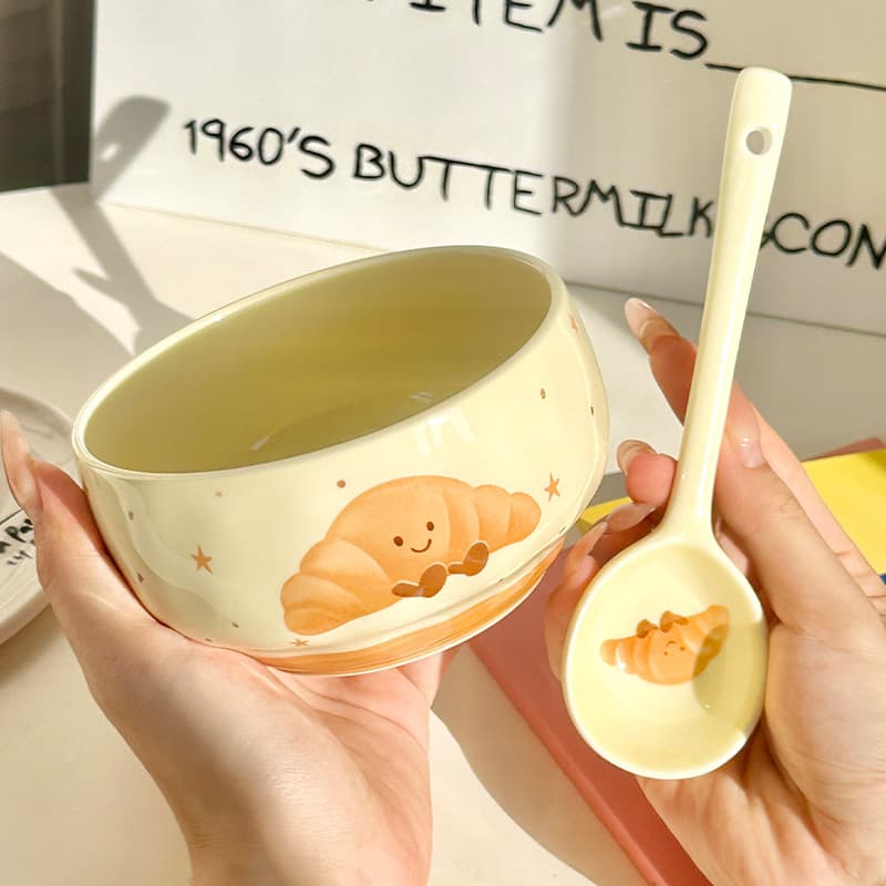 Adorable Ceramic Rice Bowl Set - High-Quality Fruit & Dessert Bowls, Gift Box for Housewarming & New Home