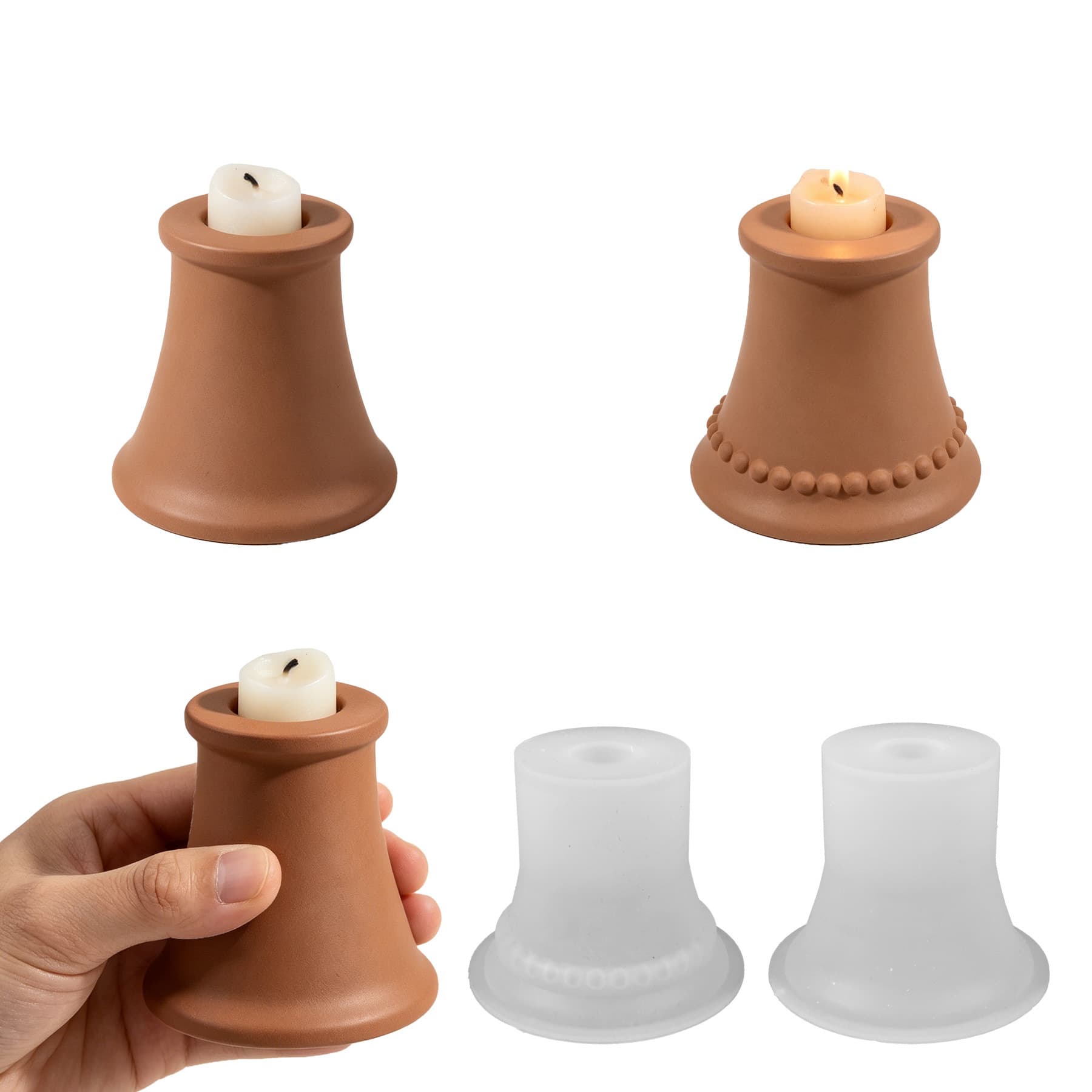 Cross-border Trapezoid Candle Cup Resin Silicone Mold, Epoxy DIY Christmas Polka Dot Bell Candle Holder Plaster Ornament