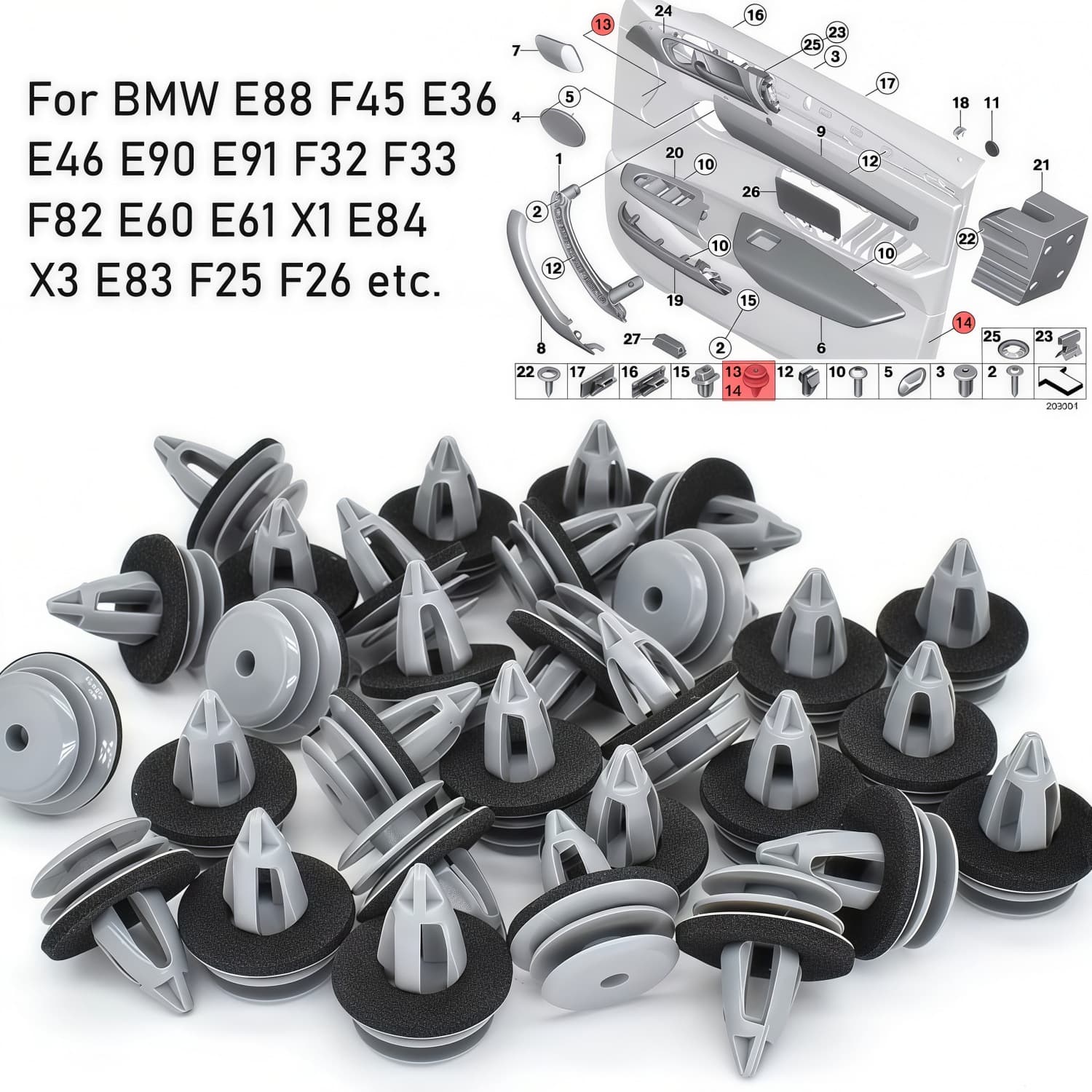 For BMW E88 F45 E36 E46 E90 E91 F32 F33 Clip Car Door Panel Fastener