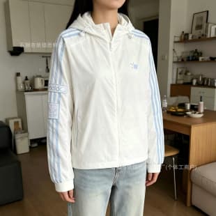 Cross-border Adidas Originals JI7481 Side Button Loose Quick-Dry Hooded Sun Protection Jacket Women's Sunscreen Coat