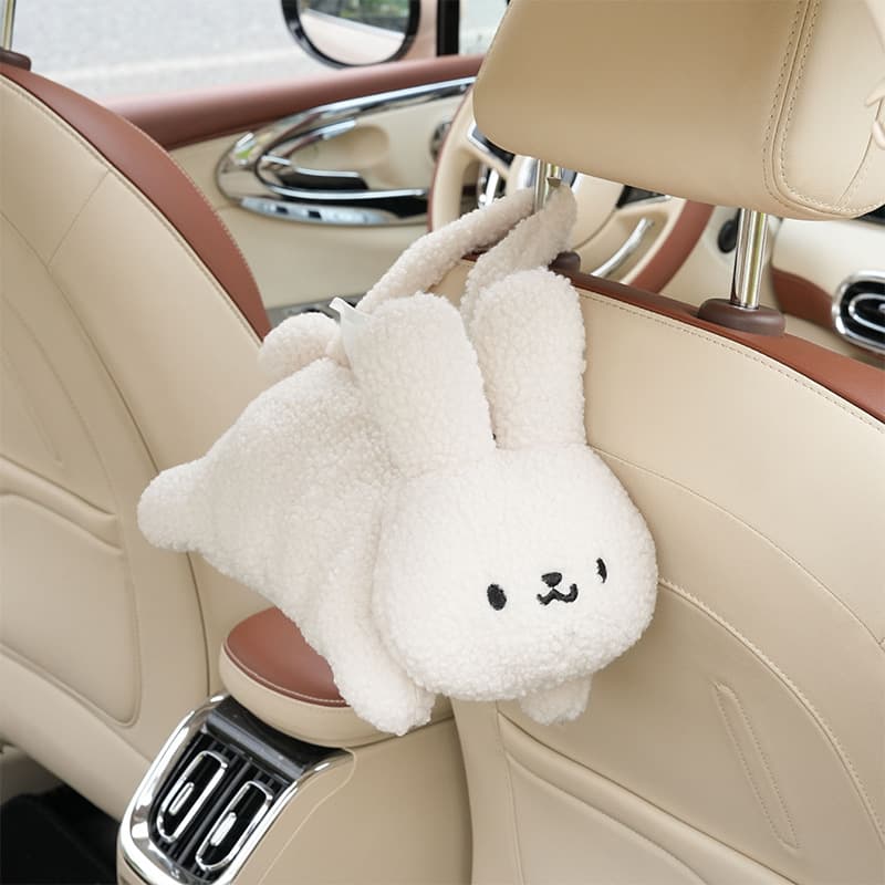 Plush Cartoon Raccoon Car Hanging Tissue Box, Universal for Home and Car, Plush Toy Tissue Holder
