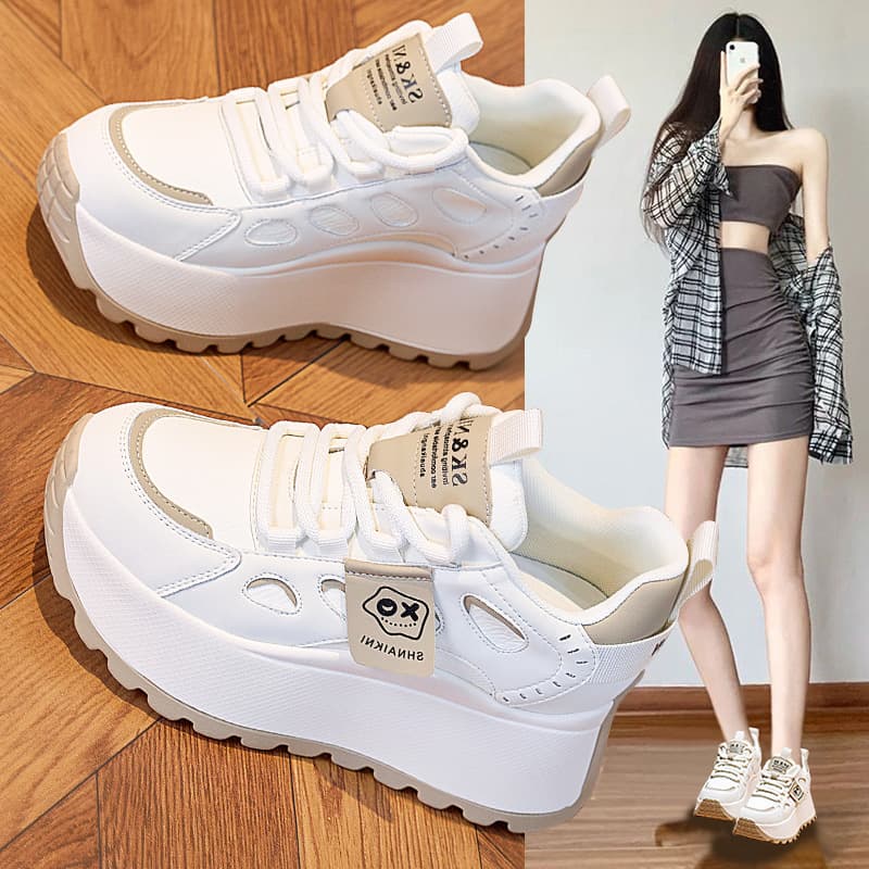 2025 Spring/Summer New Chunky Dad Sneakers for Women, Genuine Leather Casual Sports Shoes, Versatile Platform Women's Shoes