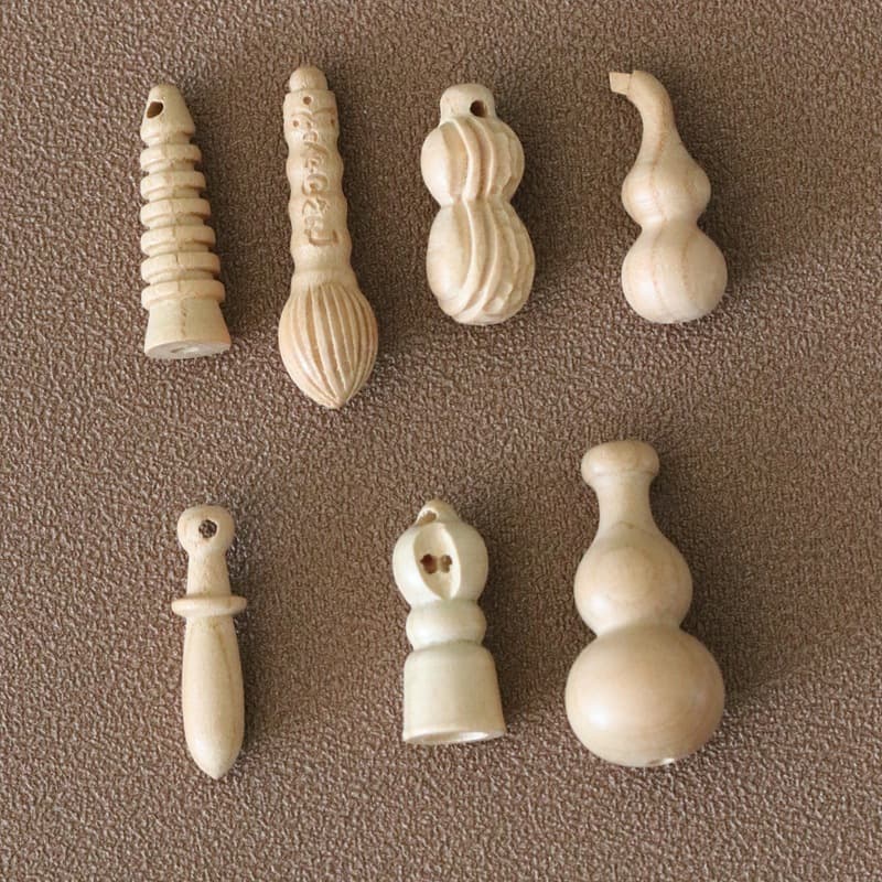 Light-colored peach wood carved Wenchang brush gourd peanut Wenchang pagoda no paint no wax mallet Wenchang pagoda fish pin accessory