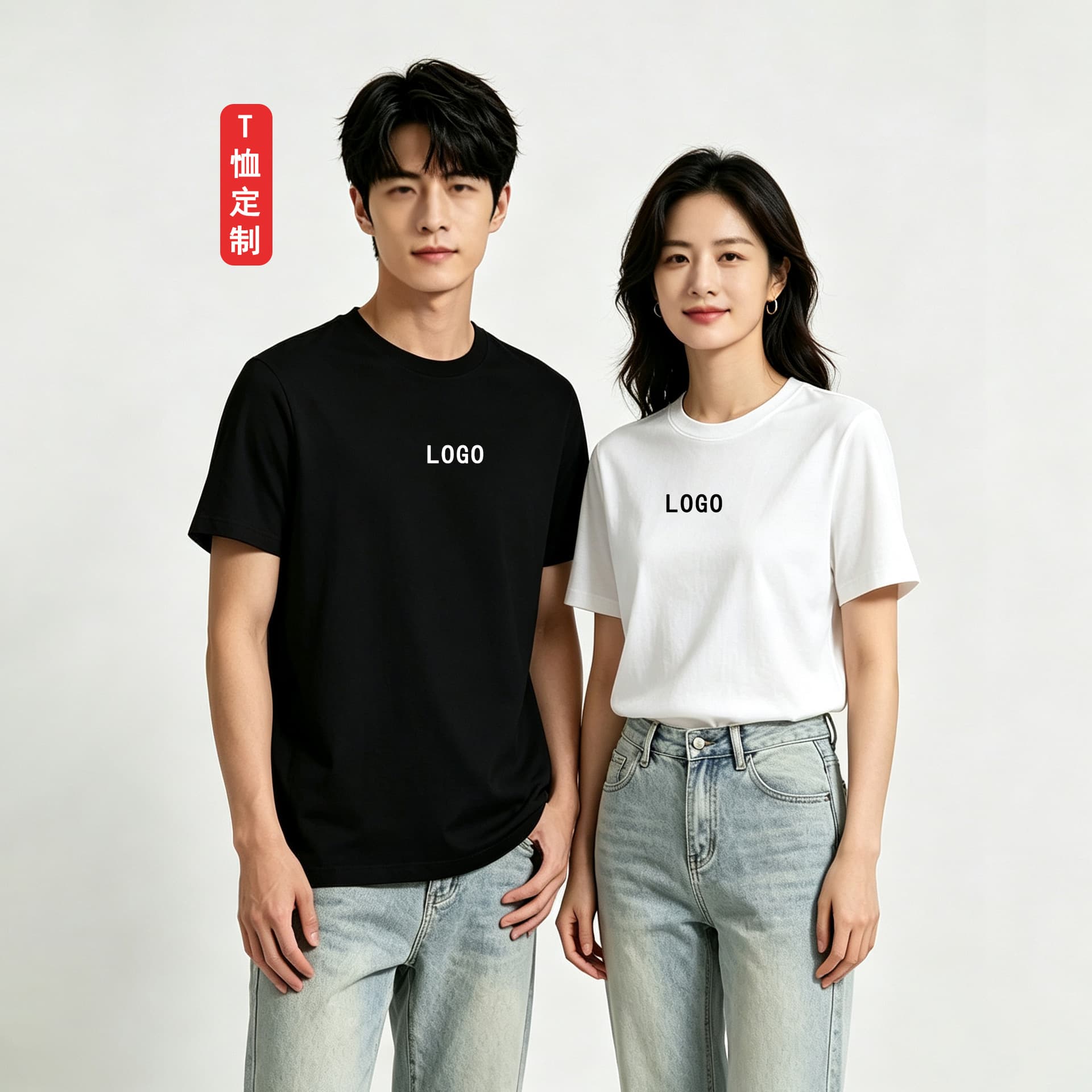 Cotton T-Shirt Custom Work Uniform Event Shirt Loose Plus Size Women's Class Uniform Export Straight Shoulder Short Sleeve T-Shirt Print Logo