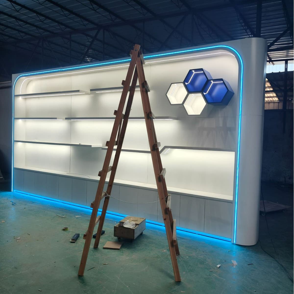 Custom painted product display cabinet for company honor wall, exhibition hall samples, cultural wall, beauty salon display cabinet