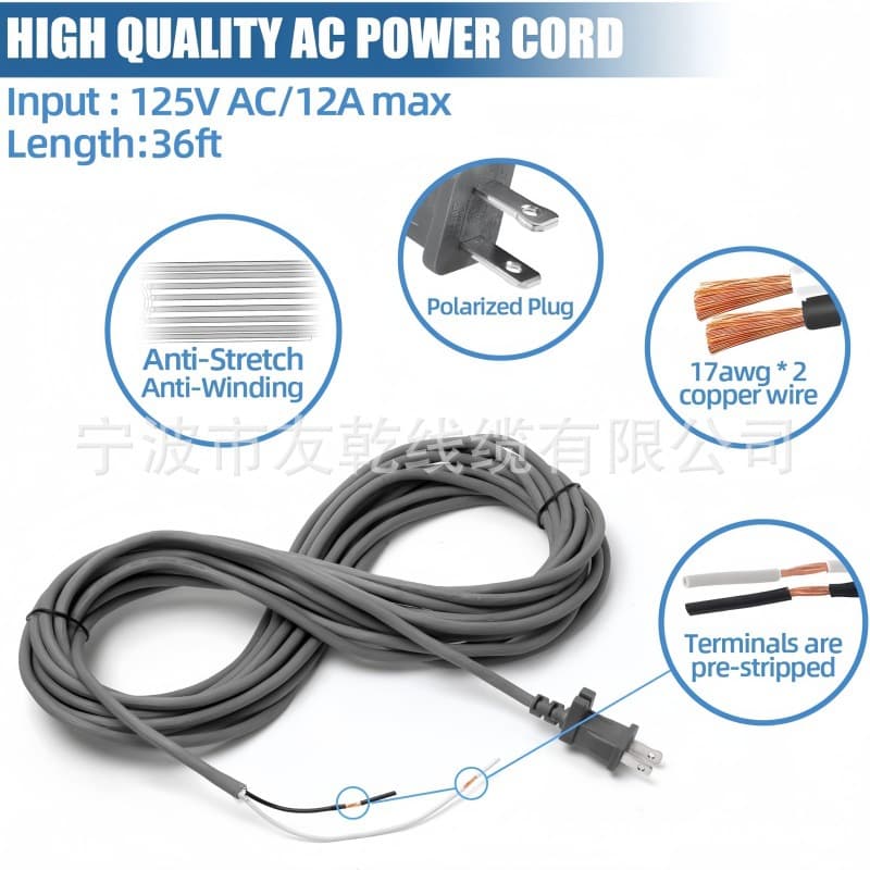 Cross-border Power Cord Compatible with Dyson DC33/DC65 Upright Vacuum Cleaner 920912-01