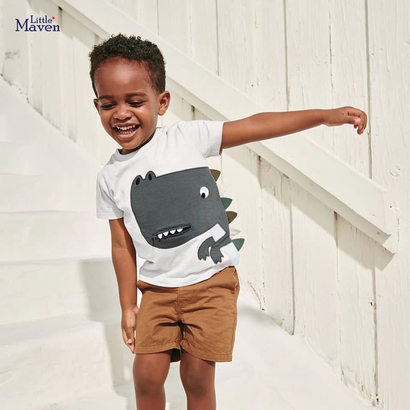 Little Maven Kids T-Shirt Summer New European and American Children's Undershirt Short Sleeve Sweat-Absorbing Cotton Boys T-Shirt