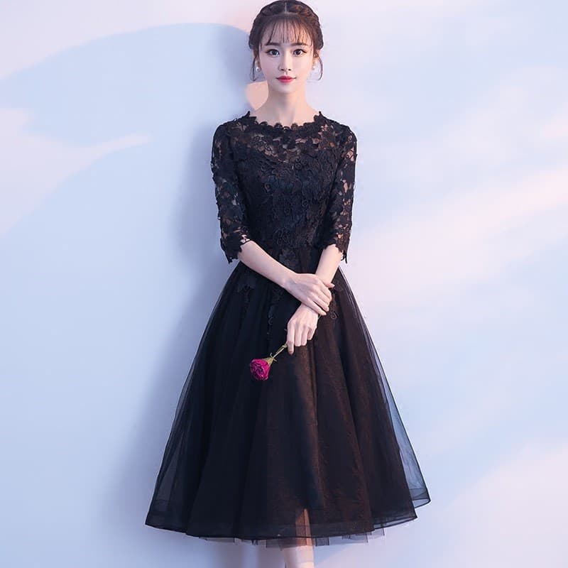 2026 New Style Evening Gown with Asymmetric Hem Elegant Party Dress Black Evening Dress Drop Shipping