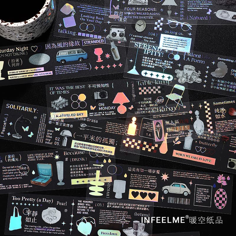 Inpeel.me PET three-dimensional silver stickers forgotten collection room series ins hand account material stickers 4
