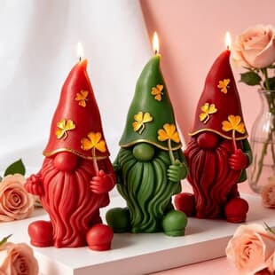 Gnome Candle Silicone Mold Four-Leaf Clover Faceless Old Man Silicone Mold DIY Plaster Aroma Stone Mold