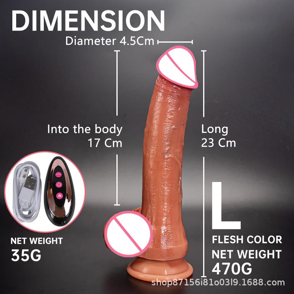 Electric Silicone Vibrating Dildo with Heating and Thrusting Function, Adult Female Masturbator Sex Toy
