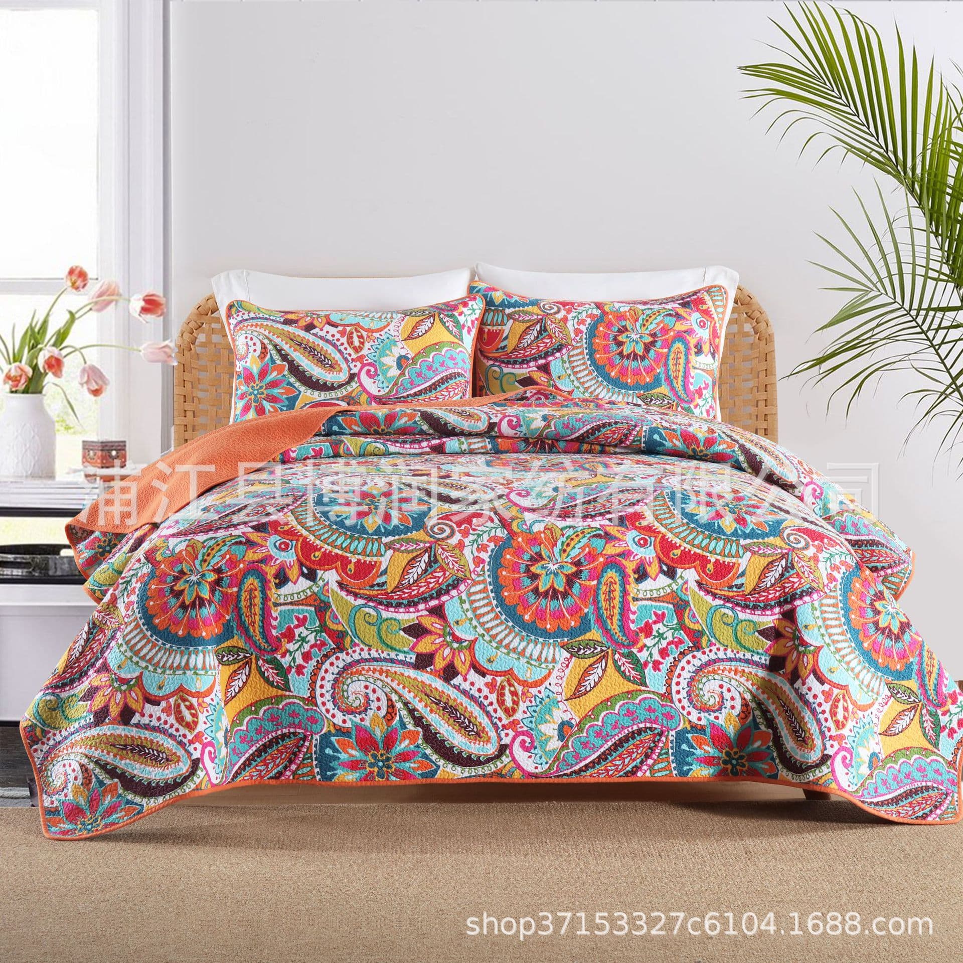 Export American-style Bed Cover Korean-style Pure Cotton Quilted Air Conditioning Blanket 3-Piece Set
