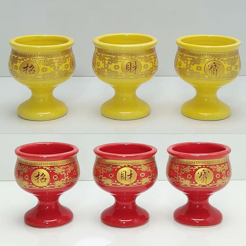 Household Temple Water Offering Cup Buddhist Offering Cup Ceramic Ritual Cup Small Size Wealth-attracting Guanyin Wealth God Purification Cup