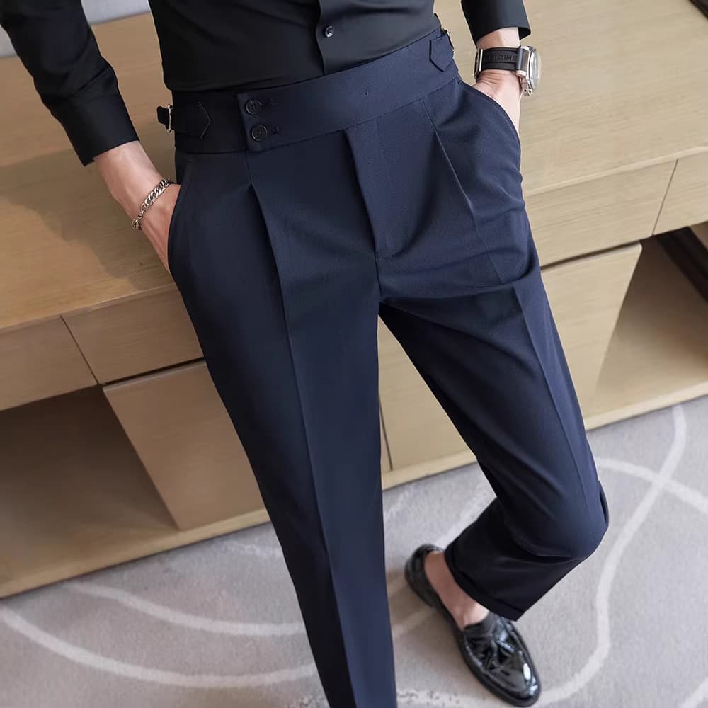 Foreign trade popular trousers men's high-end straight high-waisted suit trousers business casual commuting formal Italian suit trousers