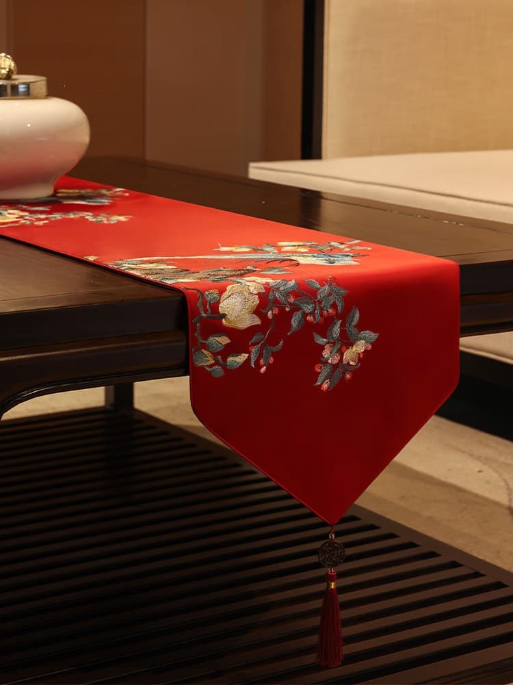 Table flag light luxury wedding red new Chinese Zen tea table cushion tea table tea flag tea table tablecloth bed flag F^