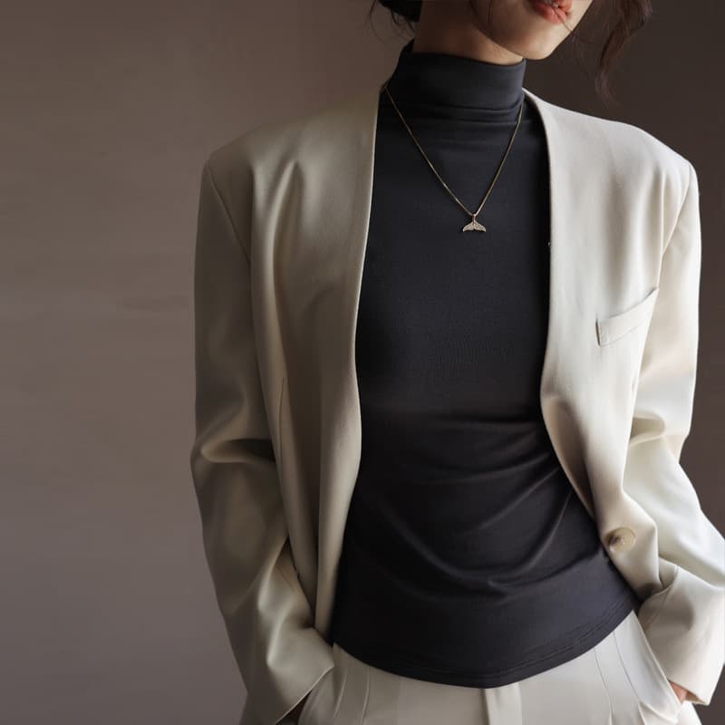 Basic Modal Long Sleeve Half High Collar Women's T-shirt Slim Fit Versatile Base Layer Shirt for Autumn New Style