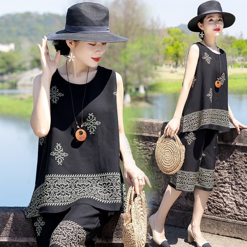 Plus Size Women's Cotton Silk Sleepwear Vest Shorts Set Summer Home Clothes Two-Piece Set Comfortable Breathable Nightgown