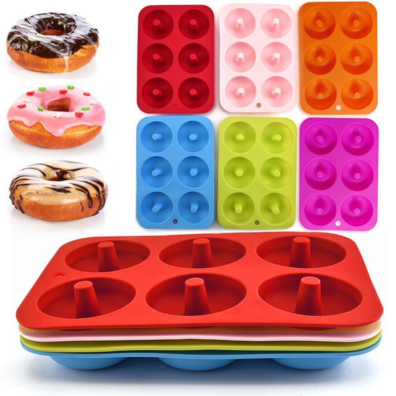 6 Donut Mold DIY Tool Silicone Cake Mold Macaron Dessert Baking Mold Round Oven