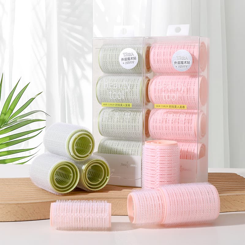 Fashion Self-Adhesive Hair Rollers 12-Pack, Curling Rollers for Layered Hair, Bangs Rollers, PP Hair Rollers, Air Curls, Women's Sticky Hair Rollers