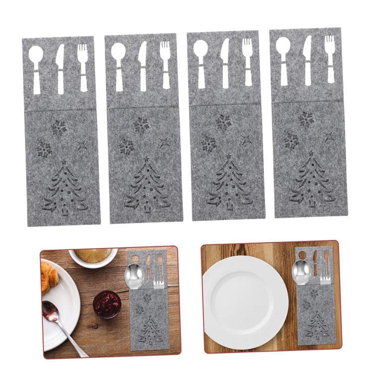 Christmas Cutlery Holder Set Christmas Tree Snowflake Pocket Organizer Cute Silverware Storage Bag Stocking Christmas Tableware