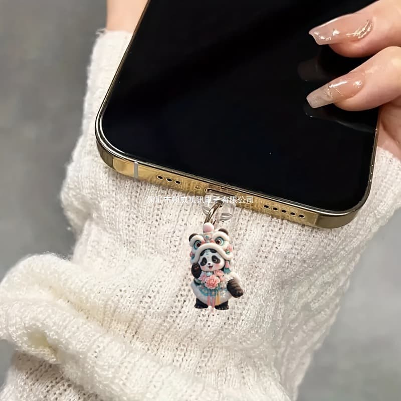 Cute Little Tiger Lion Panda Cross-Border Hot-Selling Acrylic Phone Dust Plug Pendant Type-C