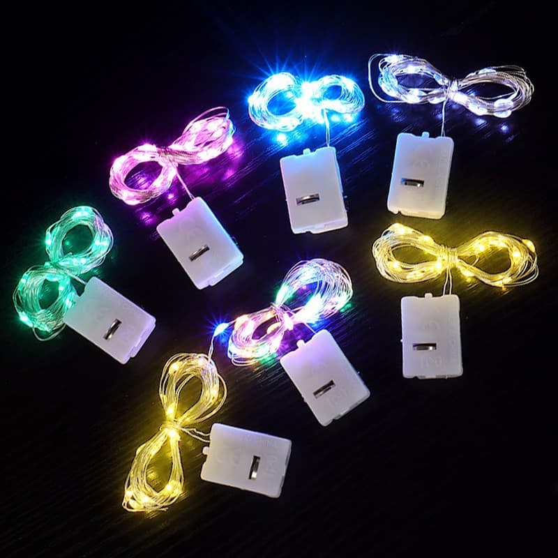 LED Small White Box Button Copper Wire Light String Flower Cake Decoration Light 3-Speed Adjustable Atmosphere Light String Bulk Wholesale