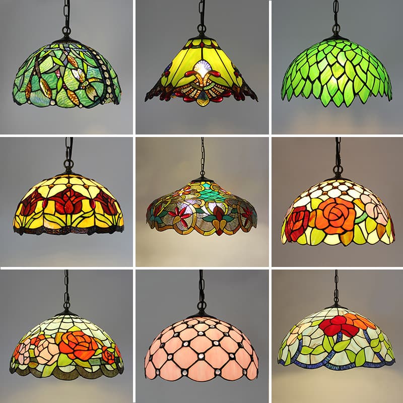 American Vintage Tiffany Restaurant Bar Colorful Glass High-End Chandelier Coffee Shop Creative Designer Light