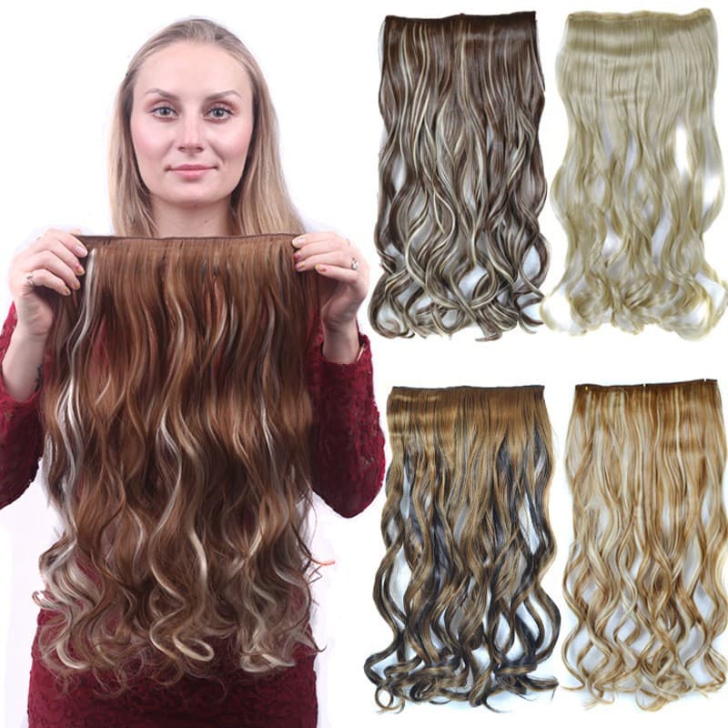European and American curly hair wigs five-card one-piece wig hair extensions realistic and natural traceless wig hair extensions wholesale
