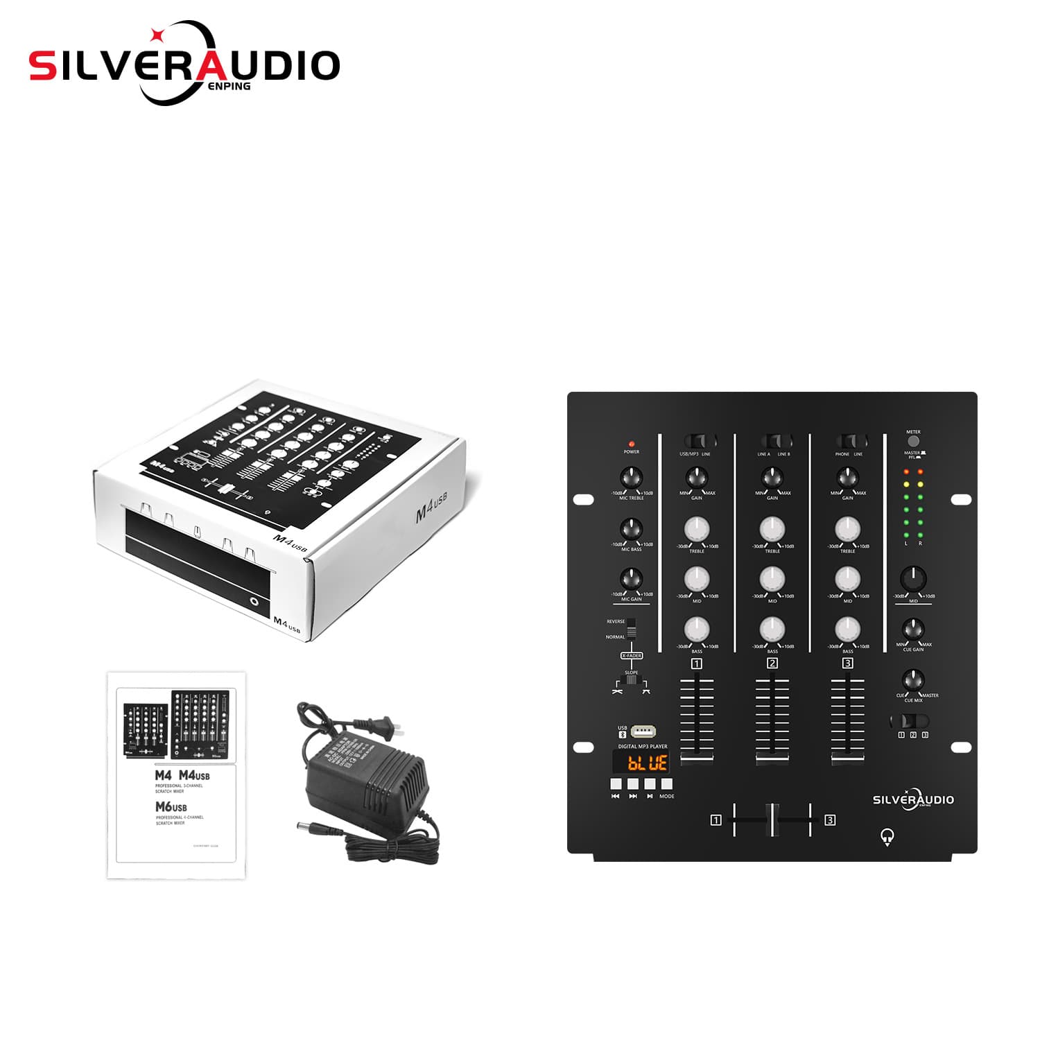 Cross-border E-commerce Professional 4-Channel KTV Stage DJ Mixing Console Factory Direct Supply 4-Channel DJ Mixer Audio Console