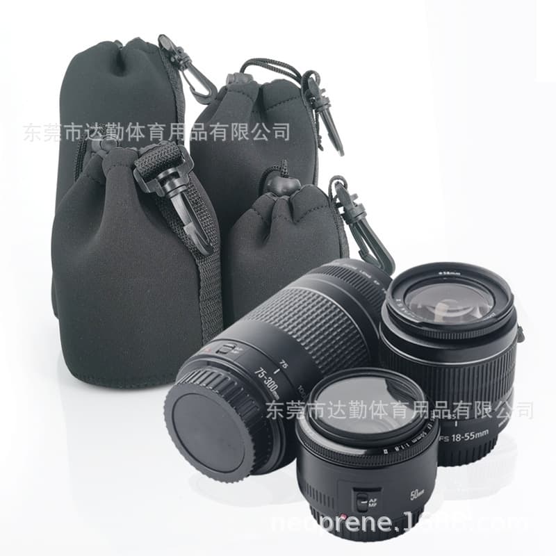 DSLR Camera Lens Bag Upgraded Version with Drawstring Handle, Thickened Neoprene Lens Pouch, Protective Lens Case, Lens Tube