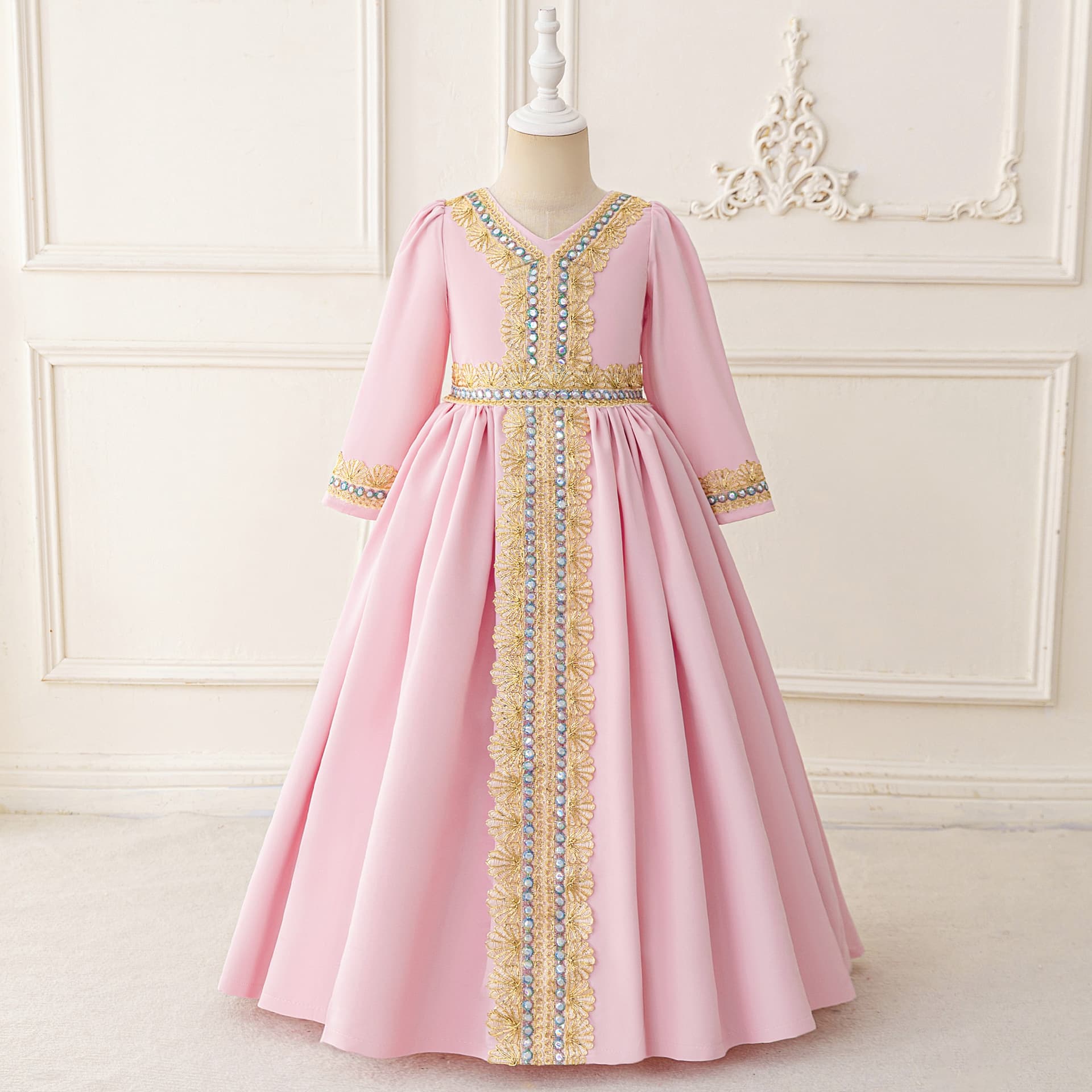 Children's robe embroidered belt dress cross-border girls foreign trade girls lace dress