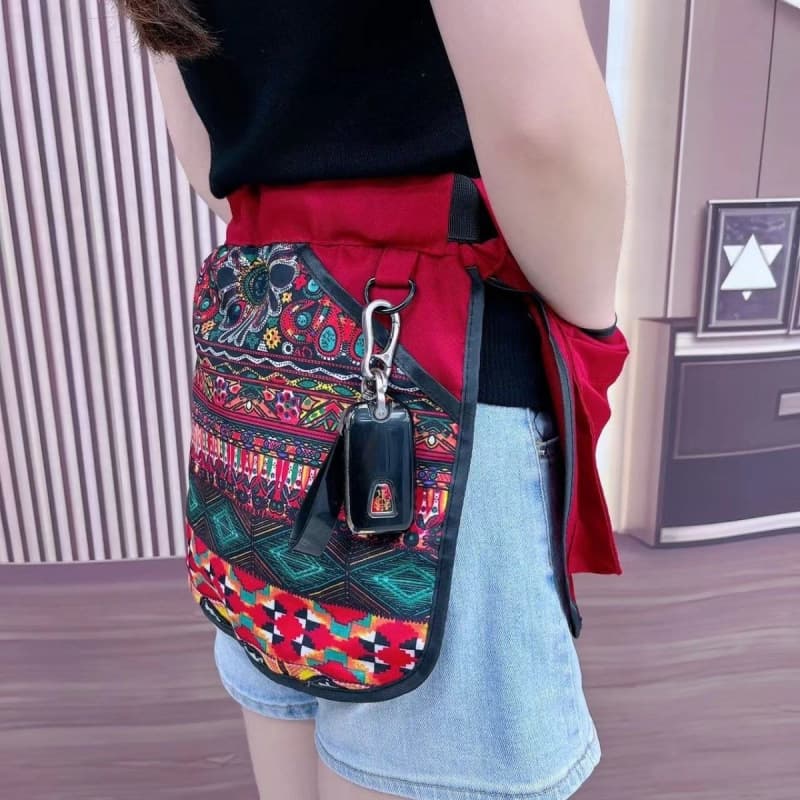 Ethnic Style Work Waist Bag Multifunctional Belt Mobile Phone Lightweight Versatile Travel Style Running Sports Waist Bag Free Shipping