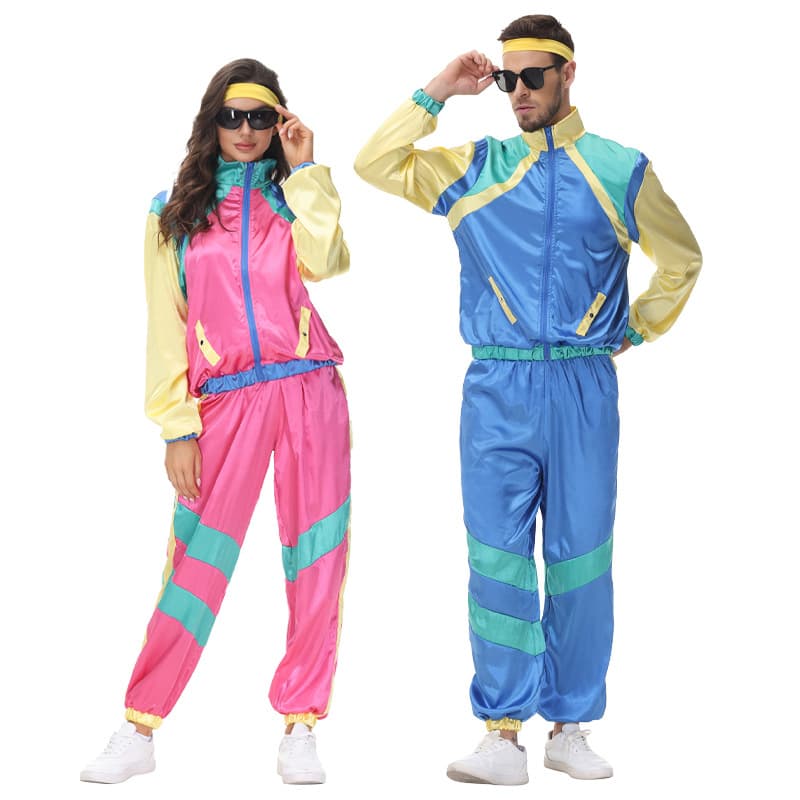 Halloween Party Cosplay Costume Hip Hop Couple Performance Outfit Retro Disco Dance Sportswear