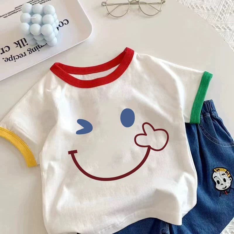 100% Cotton Boys Girls Kids Summer Short Sleeve T-Shirt 2025 New Baby Stylish Cartoon Top