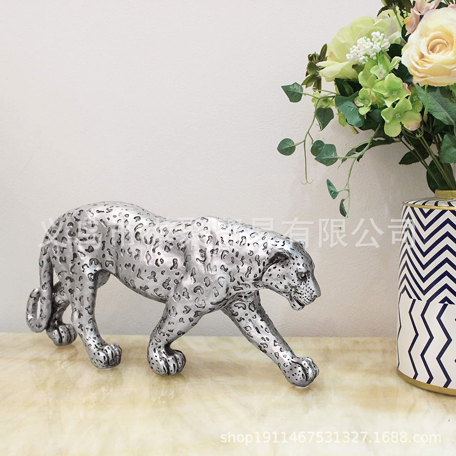 Amazon Cross-Border Leopard Resin Craft Ornament Money Leopard Figurine Office Desktop Light Luxury Decoration