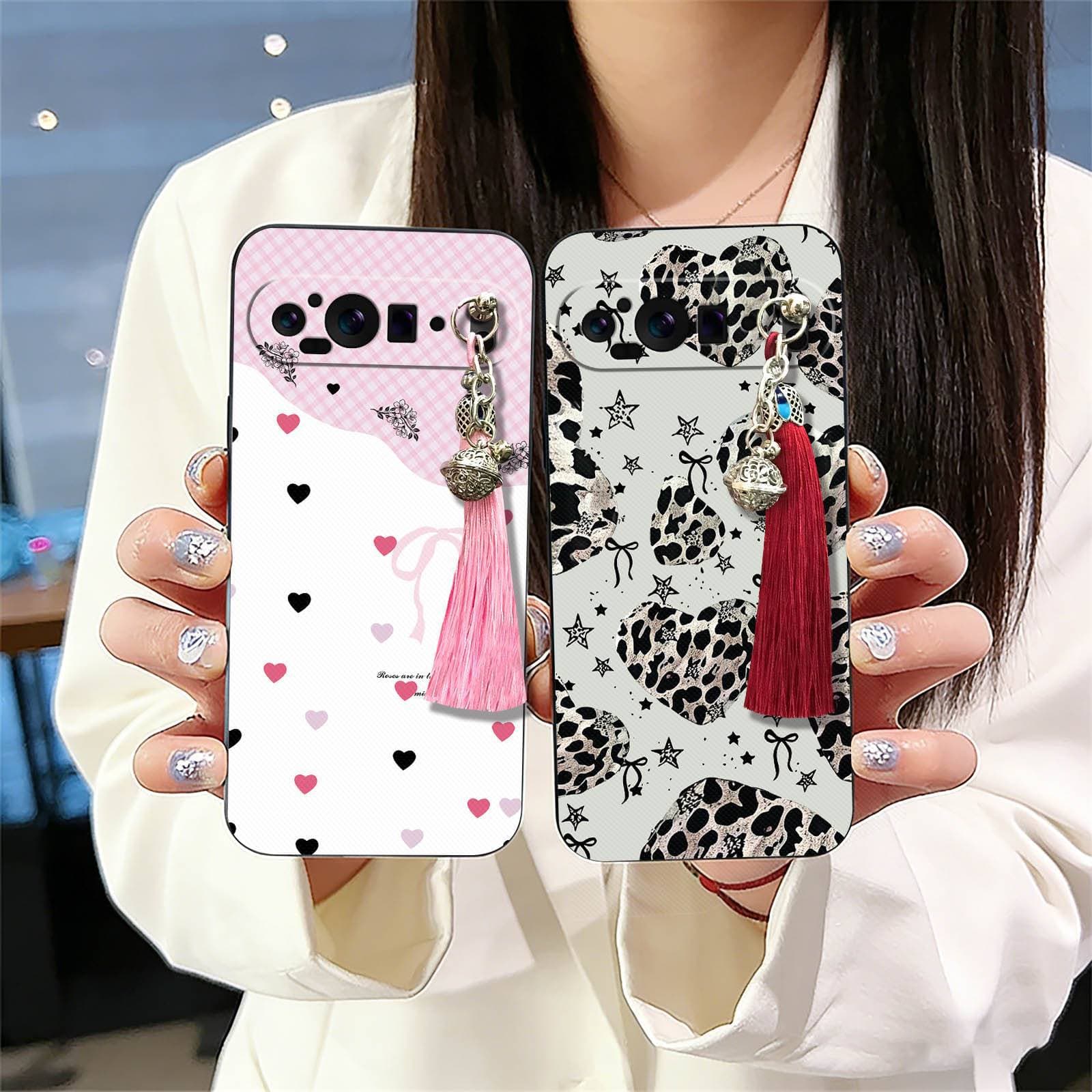 For Google Phone Case New Trendy Retro Textured Silicone Heat Dissipation Liquid Tassel Bell Soft Case Elegant