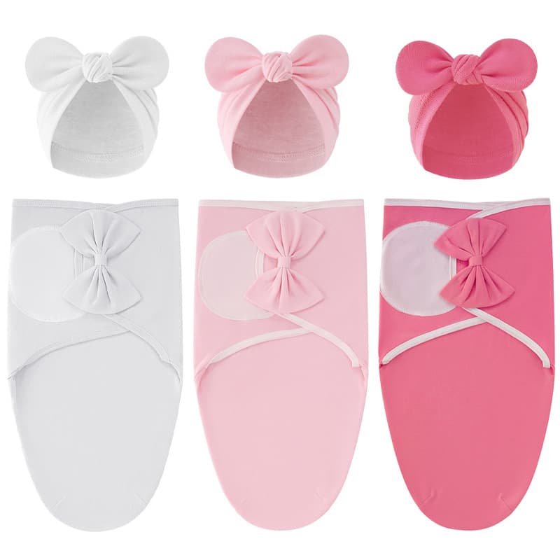 Foreign trade European and American newborn bow-tie swaddle baby sleeping bag, Indian hat, maternity swaddle blanket