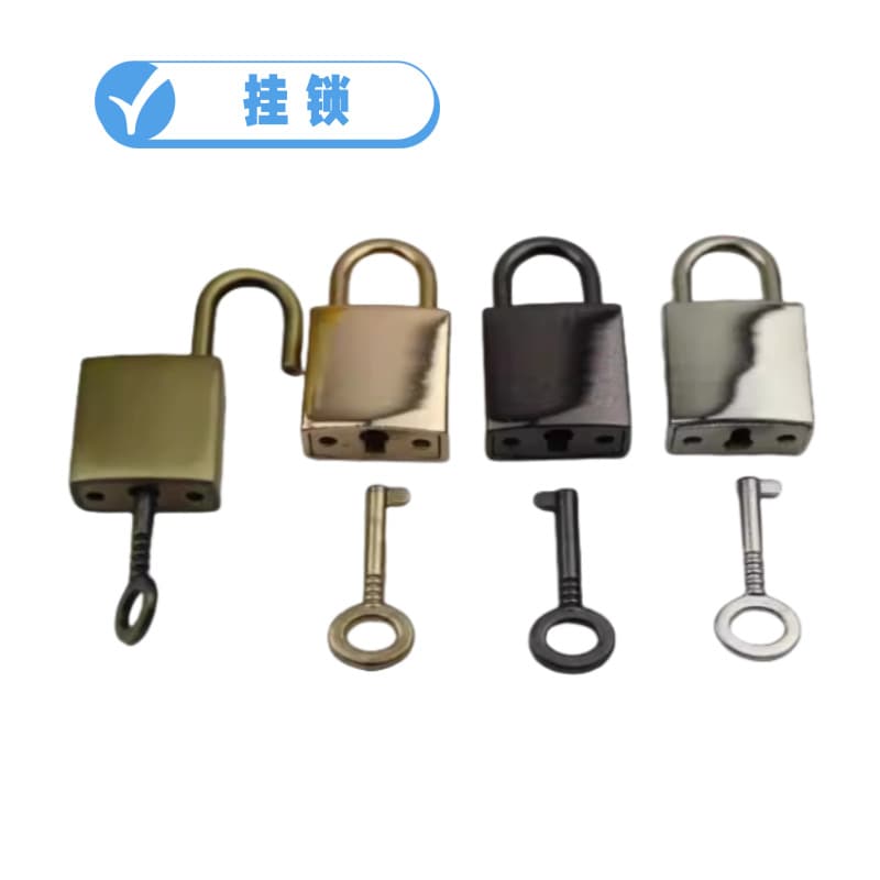 Luggage and handbag hardware accessory decorative locks, polished small square padlocks, smooth body locks with real keys