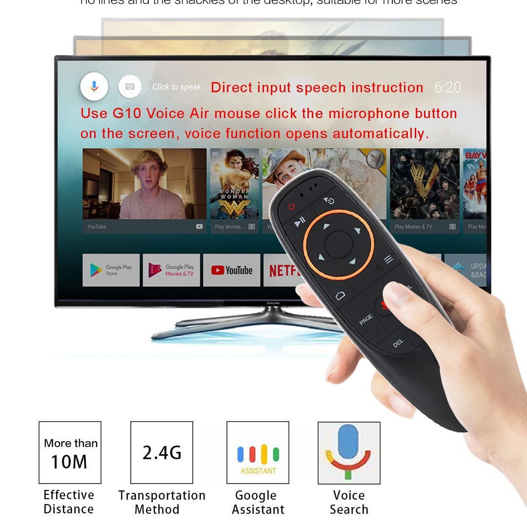 G10S Voice Infrared Six-Axis Gyroscope Mini Remote Control Wireless Bluetooth Receiver 2.4G Air Mouse