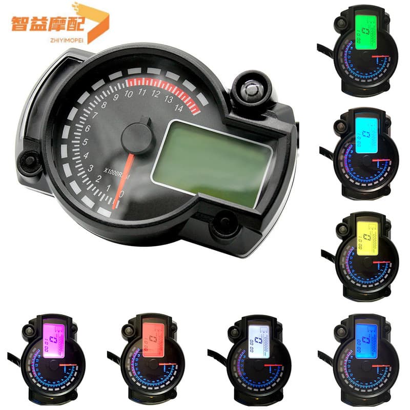 Motorcycle Modified LCD Electronic Instrument LED Odometer Tachometer KTM Modified 7-Color Multifunctional Gauge