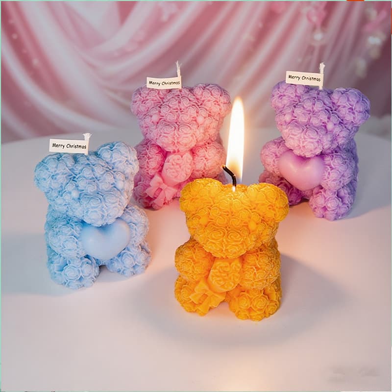Internet celebrity new cute rose bear scented candle soy wax animal children souvenir couple Valentine's Day wedding