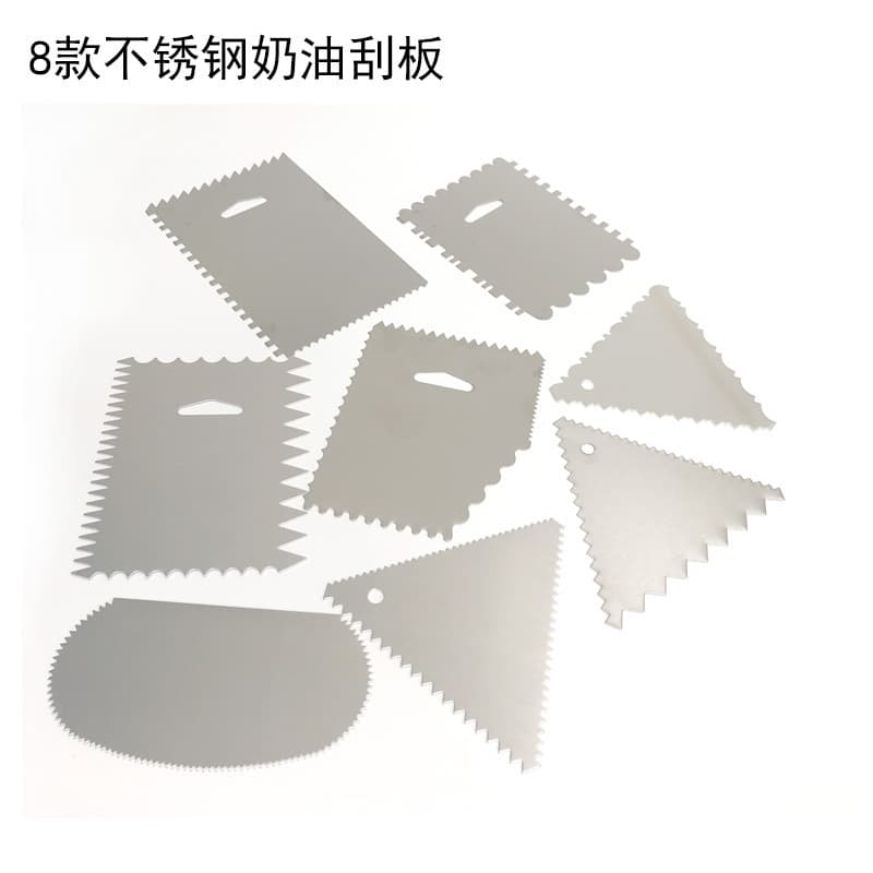 Factory wholesale stainless steel butter scrapers, triangular scrapers, semi-circular scrapers, rectangular scrapers, and spatulas.