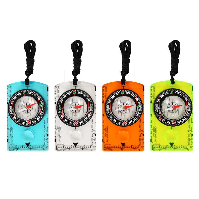 New Outdoor Camping Multifunctional Compass, Map Ruler, Student Teaching Tool, Surveying Fixed Magnifier, Focusing Light