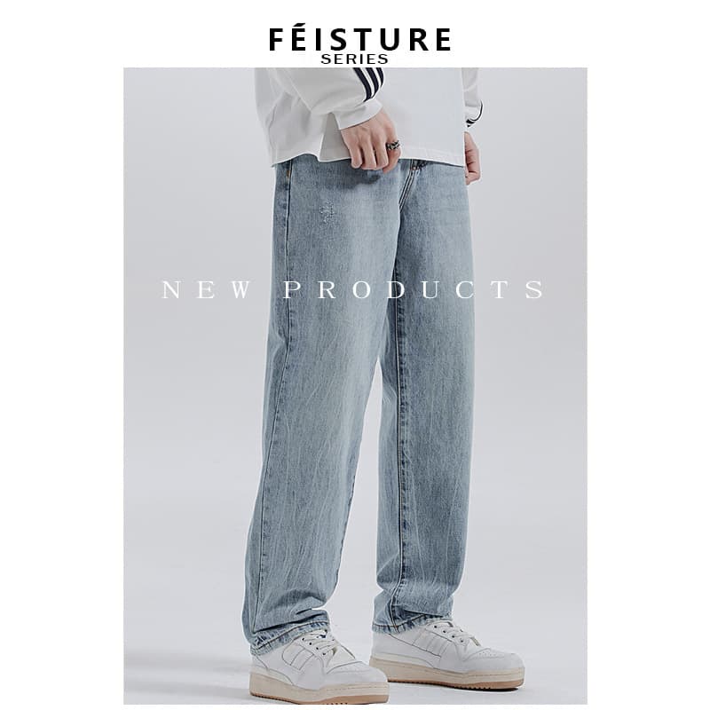 American Washed Straight Tapered Jeans for Men 2026 Spring Trendy Loose Casual Long Pants Plus Size Versatile Men's Pants