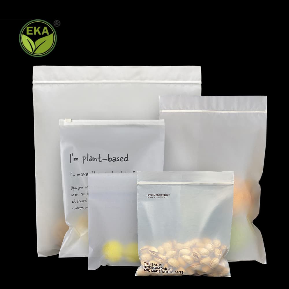 Custom eco-friendly flat self-adhesive bone structure bags, fully degradable PLA corn starch biodegradable packaging bags