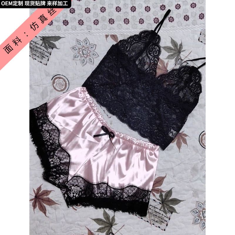 Sexy Lingerie, Passionate Pajamas, Lace Suspenders, Two-Piece Set, Comfortable Home Clothes, Women's Underwear, Nightgown