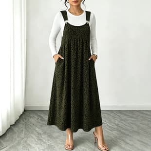 Plus Size Women's Dress, Amazon Fall/Winter New Fashion, Leopard Print, Long Sleeveless Dress