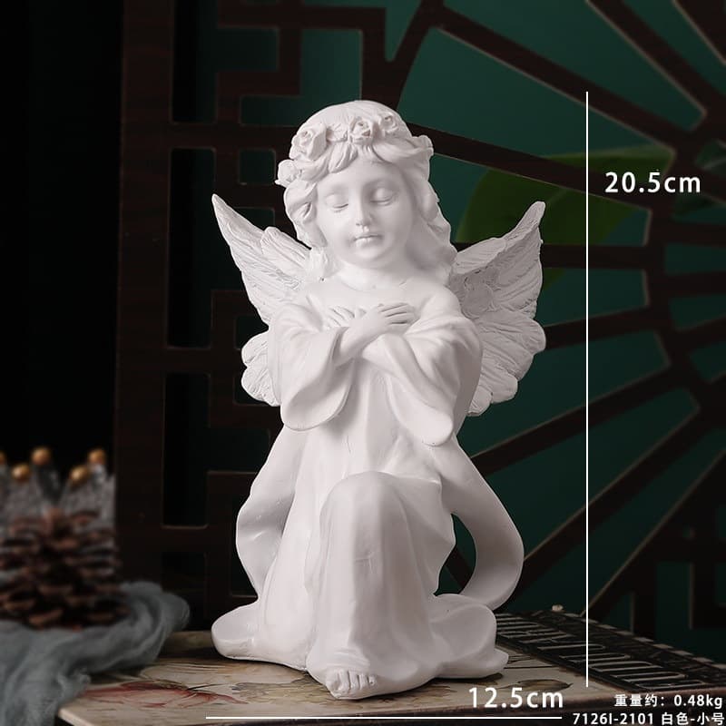 European Vintage Angel Figurine American Resin Plaster Statue Sculpture Little Angel Girl Table Decor Dropshipping