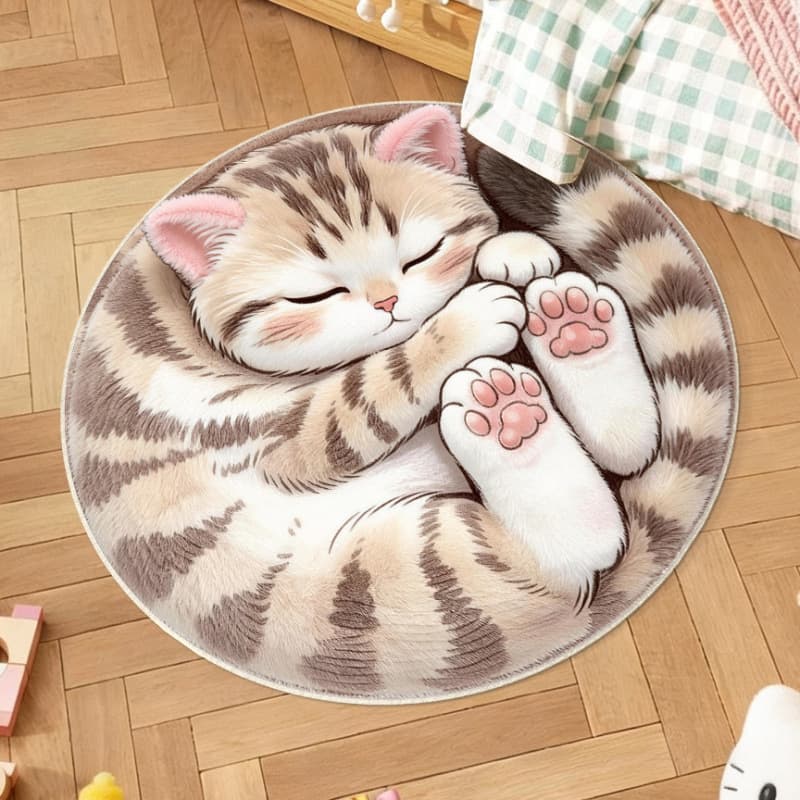 Cartoon Cat Kawaii Bedside Soft Floor Mat for Bedroom, Factory Direct