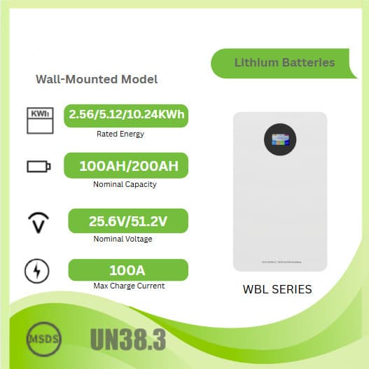 Wall-Mounted Energy Storage System LiFePO Battery 25.6V 100Ah Solar Power Photovoltaic Storage Battery